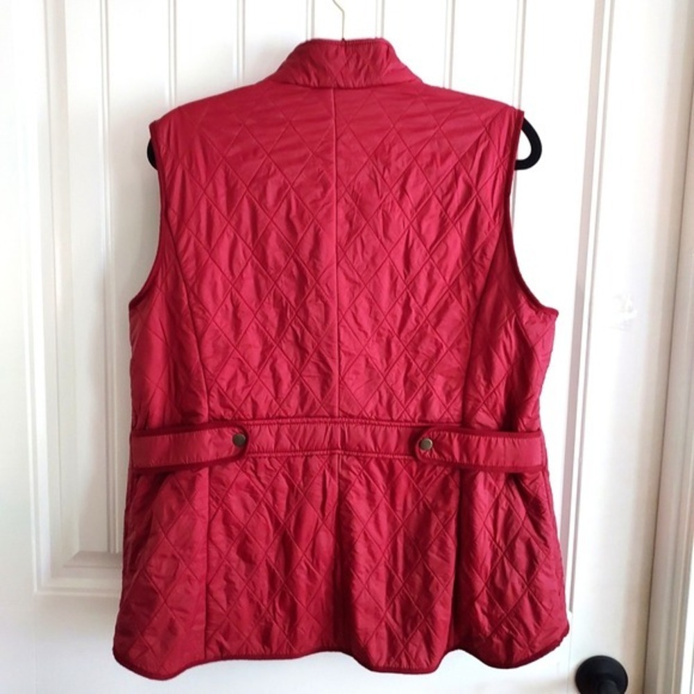 Talbots Quilted Puffer Vest Women 1X Red Fleece Lined Zip Snap Front Plus Size - Picture 5 of 7